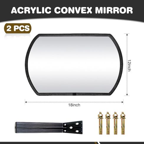 2 قطعة مرآة المرآب وقوف السيارات في الأماكن المغلقة الاكريليك مرآة الأمن محدبة 18 "× 12" مستطيلة محدبة الزاوية مرآة العمياء مرآة مع فيلم واقية لحركة المرور درب in Kuwait