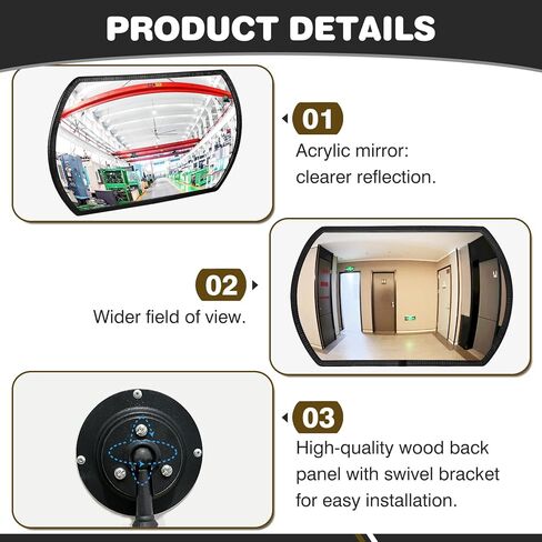 2 قطعة مرآة المرآب وقوف السيارات في الأماكن المغلقة الاكريليك مرآة الأمن محدبة 18 "× 12" مستطيلة محدبة الزاوية مرآة العمياء مرآة مع فيلم واقية لحركة المرور درب in Kuwait