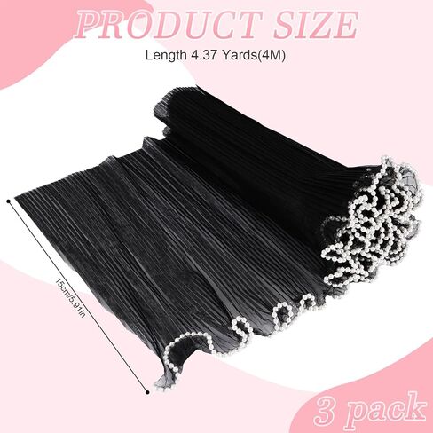 3 Pack Pearl Edge Bouquet Packaging Paper, Korean Flower Wrapping Mesh Paper Floral Net Yarn Wrinkle Waves Paper for Mother's Day Wedding Anniversary Birthday Florist Supplies 4.37 Yards (Pink) in Kuwait