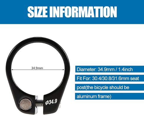 Bike Seatpost Clamp, 5 Colors 34.9 mm Bike Tube Clip Clamping Clip Aluminum Alloy Accessory Quick Release () in Saudi Arabia
