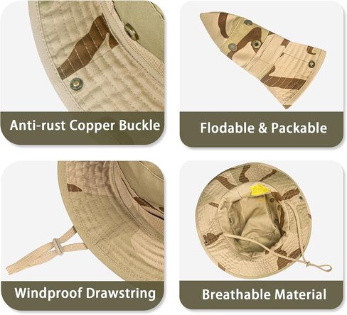 Sun Hats for Men Women Bucket Hat UPF 50+ Boonie Fishing Safari Hat in Kuwait