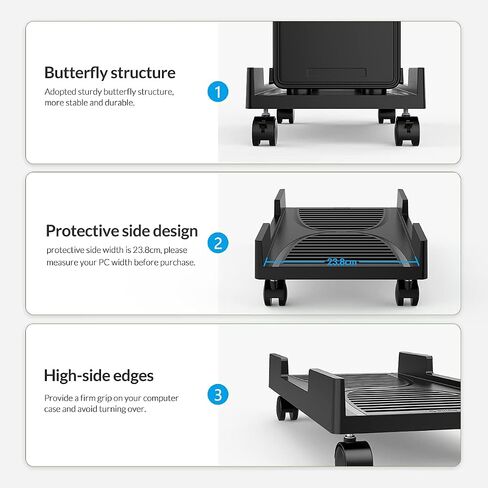 ORICO Mobile CPU Stand, Adjustable Computer Tower Stand with Locking Caster Wheel, Fits Most Gaming PC Under Home Office Desk (CPB4) in Saudi Arabia