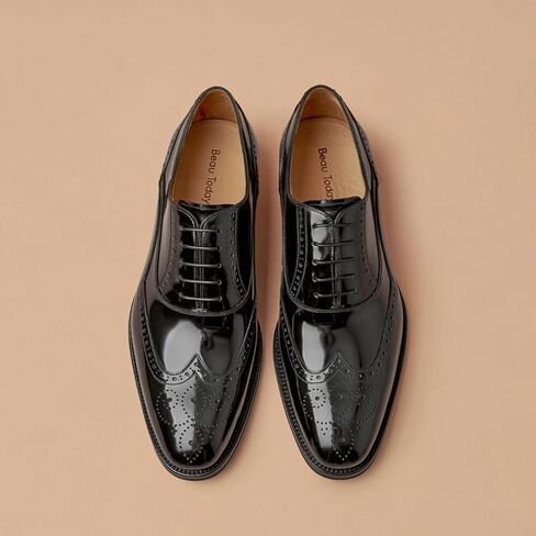 BEAU TODAY Wingtip Oxfords Shoes for Men,Brogue Dress Oxford Shoes for Men，Leather Formal Classic Lace Up Church Shoes for Casual Business in Saudi Arabia