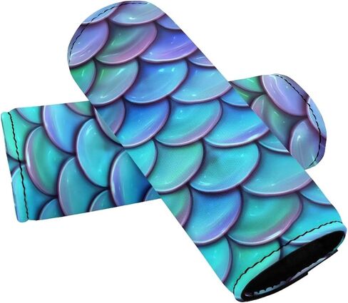 BIGCARJOB حورية البحر قشور السمك مقبض الأمتعة التفاف لحقيبة السفر حقيبة يلتف، 2 حزمة حقيبة عربة مقبض غطاء مقبض الباب مقبض حماية غطاء الأكمام للنساء اكسسوارات السفر in Kuwait
