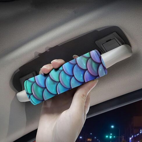 BIGCARJOB حورية البحر قشور السمك مقبض الأمتعة التفاف لحقيبة السفر حقيبة يلتف، 2 حزمة حقيبة عربة مقبض غطاء مقبض الباب مقبض حماية غطاء الأكمام للنساء اكسسوارات السفر in Kuwait