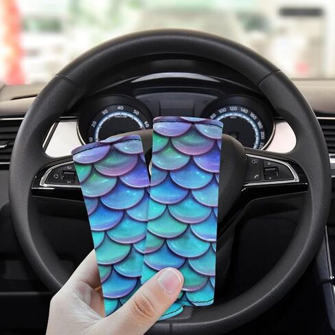 BIGCARJOB حورية البحر قشور السمك مقبض الأمتعة التفاف لحقيبة السفر حقيبة يلتف، 2 حزمة حقيبة عربة مقبض غطاء مقبض الباب مقبض حماية غطاء الأكمام للنساء اكسسوارات السفر in Kuwait