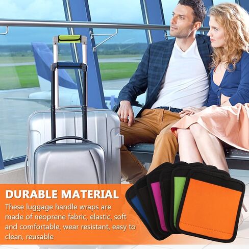 6 Pack Neoprene Luggage Handle Cover, Neoprene Removable Handle Covers, Hook and Loop Strap Design, Luggage Handle Recognizer, for Luggage, Trolley Cases(Size:15.5x14.5cm) in Saudi Arabia