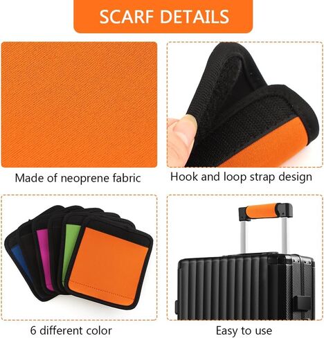 6 Pack Neoprene Luggage Handle Cover, Neoprene Removable Handle Covers, Hook and Loop Strap Design, Luggage Handle Recognizer, for Luggage, Trolley Cases(Size:15.5x14.5cm) in Saudi Arabia