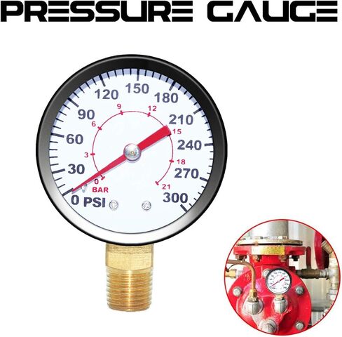 Beduan Air Pressure Gauge, 1/4" NPT Male 1-300 PSI 2" Dial Utility, Multiple Function Regulator Gauge for Fluid Compression Fitting, Spigot Adapters, Garden Hose in Saudi Arabia