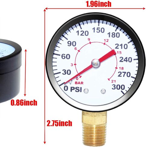 Beduan Air Pressure Gauge, 1/4" NPT Male 1-300 PSI 2" Dial Utility, Multiple Function Regulator Gauge for Fluid Compression Fitting, Spigot Adapters, Garden Hose in Saudi Arabia