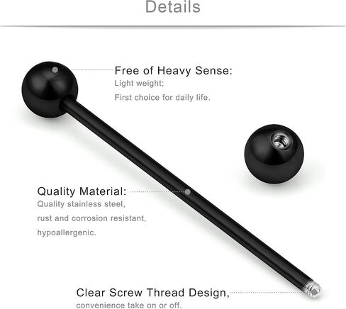 SCERRING 9PCS 14G Stainless Steel Industrial Barbell Cartilage Helix Conch Earring Body Piercing Jewelry 1 1/2Inch(38mm) Heart Arrow Screw Balls For Women Men in Kuwait