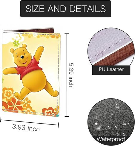 غطاء حامل جواز سفر جلدي لطيف من Pooh Bear، محفظة جواز سفر Pooh Piglet Cosplay حافظة بطاقة الائتمان للنساء والفتيات (PAC-weini 2403) in Kuwait