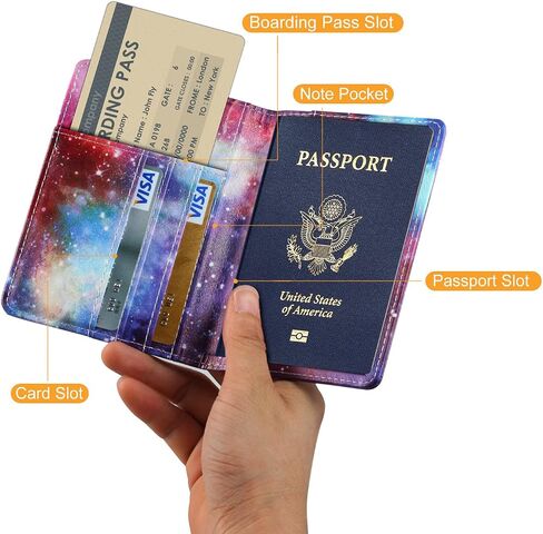 EpicGadget RFID Blocking جلد فاخر لجواز السفر حافظة محفظة سفر (أسود) in Saudi Arabia