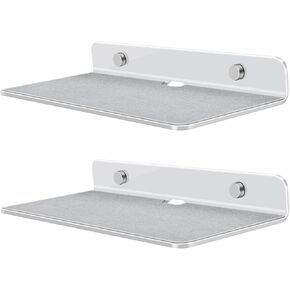 TNP Speaker Shelf Wall Mount - Small Floating Shelf Stand w/Anti Slip for Rear Wireless Speaker - 9" Acrylic Tiny Shelves for Smart Phones, Cameras, Mini Action Figures Decor Display, (2 Pack, Black) in Kuwait