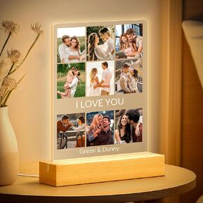 Custom Picture Frames with Photo, Personalized Photo Frame with Night Light, Customized Picture Frames, Personalized Anniversary Birthday Gifts for Women Men Her Him Girlfriend Boyfriend Couple in Kuwait