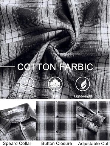 COOFANDY Mens Flannel Shirts Long Sleeve Plaid Button Down Shirts Casual Cotton Shirts in Saudi Arabia