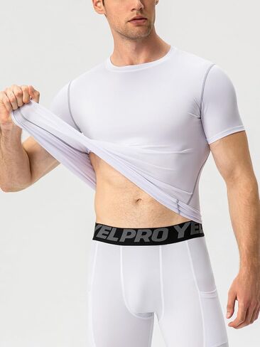 Men's Cool Dry Short Sleeve Shirts Sports Baselayer Tops Athletic Workout Shirt in Saudi Arabia