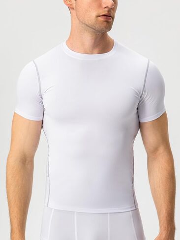 Men's Cool Dry Short Sleeve Shirts Sports Baselayer Tops Athletic Workout Shirt in Saudi Arabia