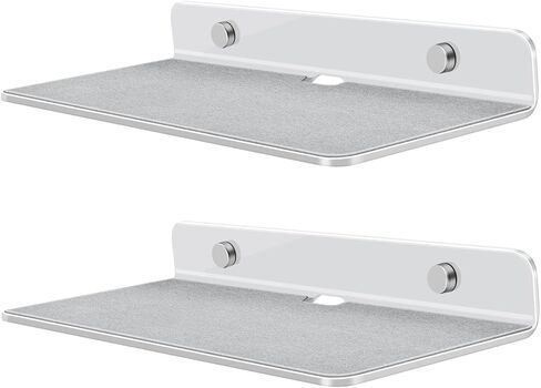 TNP Speaker Shelf Wall Mount - Small Floating Shelf Stand w/Anti Slip for Rear Wireless Speaker - 9" Acrylic Tiny Shelves for Smart Phones, Cameras, Mini Action Figures Decor Display, (2 Pack, Black) in Saudi Arabia