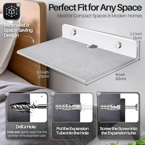 TNP Speaker Shelf Wall Mount - Small Floating Shelf Stand w/Anti Slip for Rear Wireless Speaker - 9" Acrylic Tiny Shelves for Smart Phones, Cameras, Mini Action Figures Decor Display, (2 Pack, Black) in Saudi Arabia