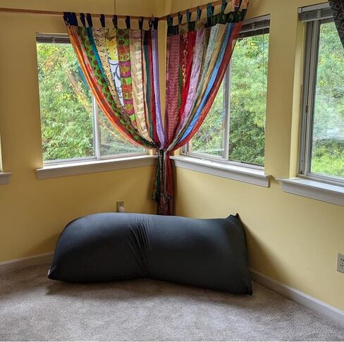 Boho Curtains Light-Filtering Curtain Handmade Set of 2 Sari Silk Panels Recycled Indian Vintage Bed Canopy Panel Tapestry Window Treatment Bedroom 82x42 Inches (Assorted Color) (2) in Saudi Arabia