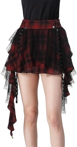 تنورة نسائية قوطية بانك إيمو Y2K Harajuku Preppy Vintage Rave Grunge Alt in Kuwait