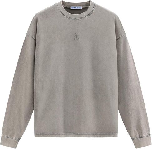 Aelfric Eden Mens Oversized Long Sleeve Shirts Washed Heavyweight Cotton T Shirts Vintage Tees Unisex in Kuwait