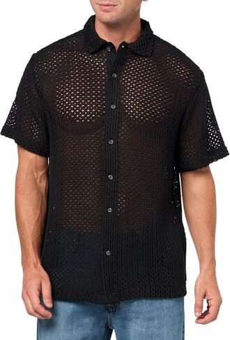 GUESS Men's Eco Net Loose Short Sleeve Knit in Saudi Arabia
