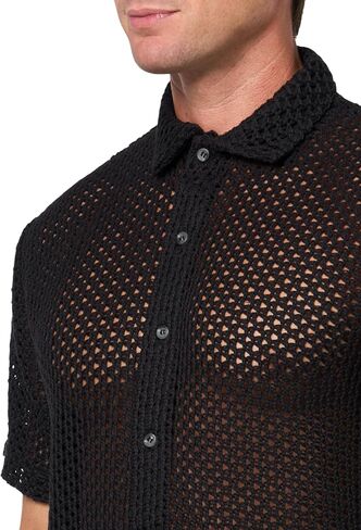GUESS Men's Eco Net Loose Short Sleeve Knit in Saudi Arabia