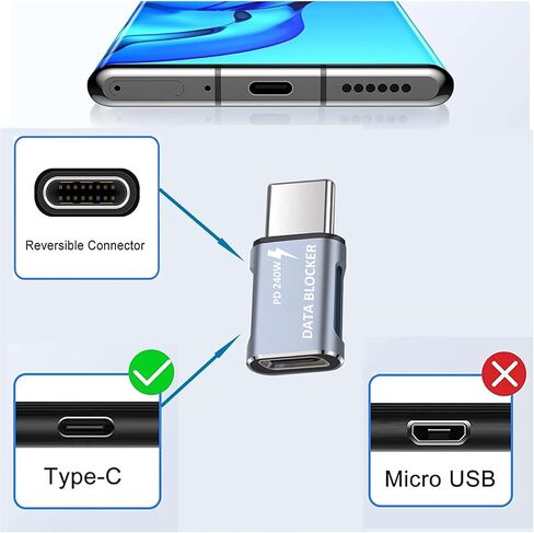 مانع البيانات، مانع بيانات USB A إلى C وUSB C إلى C (4 عبوات)، حماية ضد مقبس العصير، مضمون 100% منع هجوم القراصنة، يدعم الشحن السريع الآمن حتى 20 فولت/4 أمبير in Saudi Arabia