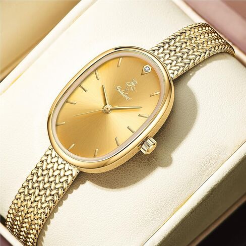 MASTOP Petite Vintage Oval Gold Women’s Watch, Waterproof Elegant Bracelet Watch for Small Wrists Minimalist Easy to Read in Saudi Arabia