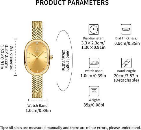 MASTOP Petite Vintage Oval Gold Women’s Watch, Waterproof Elegant Bracelet Watch for Small Wrists Minimalist Easy to Read in Saudi Arabia