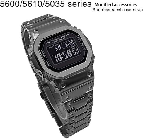 DW-5600 Mod Kit Stainless Steel Case Solid Metal Strap Bracelet for 5600 Series, 5610 Series, 5035 Series Watch Part Replacement in Kuwait