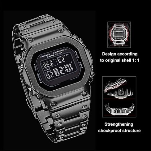 DW-5600 Mod Kit Stainless Steel Case Solid Metal Strap Bracelet for 5600 Series, 5610 Series, 5035 Series Watch Part Replacement in Kuwait