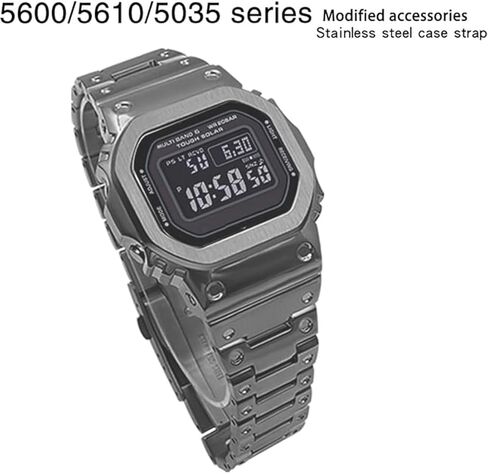 DW-5600 Mod Kit هيكل من الفولاذ المقاوم للصدأ سوار بحزام معدني صلب لسلسلة 5600، سلسلة 5610، سلسلة 5035 استبدال جزء الساعة in Kuwait