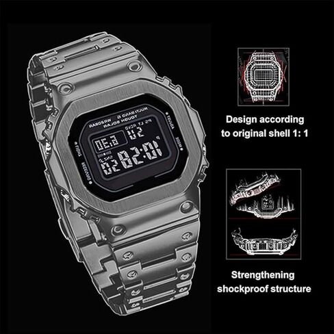 DW-5600 Mod Kit هيكل من الفولاذ المقاوم للصدأ سوار بحزام معدني صلب لسلسلة 5600، سلسلة 5610، سلسلة 5035 استبدال جزء الساعة in Kuwait