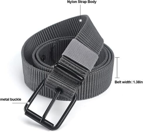 Adjustable Nylon Web Belt - 1.5 Military Style with Metal Buckle - Black/Grey/Brown in Saudi Arabia