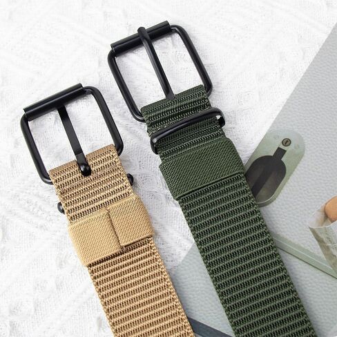 Adjustable Nylon Web Belt - 1.5 Military Style with Metal Buckle - Black/Grey/Brown in Saudi Arabia
