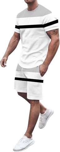 Aniywn Mens Short Sets 2 Piece Outfits Trendy Summer Workout Short Sleeve Casual Tracksuit Graphic Print Athletic Sweatsuits in Saudi Arabia