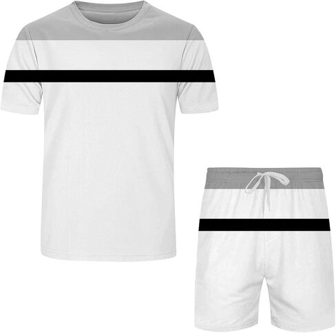 Aniywn Mens Short Sets 2 Piece Outfits Trendy Summer Workout Short Sleeve Casual Tracksuit Graphic Print Athletic Sweatsuits in Saudi Arabia