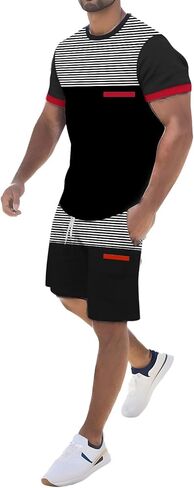 Aniywn Mens Short Sets 2 Piece Outfits Trendy Summer Workout Short Sleeve Casual Tracksuit Graphic Print Athletic Sweatsuits in Saudi Arabia