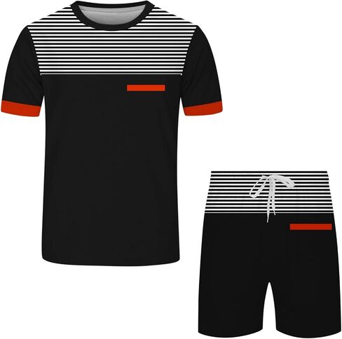 Aniywn Mens Short Sets 2 Piece Outfits Trendy Summer Workout Short Sleeve Casual Tracksuit Graphic Print Athletic Sweatsuits in Saudi Arabia