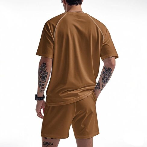 Men's Outfits 2 Piece Summer Tracksuits Mens Casual Sports Shirt and Shorts Set Jogging Tracksuit with Pockets in Kuwait