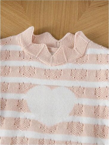 Floerns Toddler Girl's Striped Print Knitwear Pullover Tank Ruffle Trim Sweater Vest in Saudi Arabia