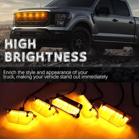 مصابيح شبكية أمامية LED 5 قطع متوافقة مع 2021 2022 2023 F150 XL/XLT/XLT Sport Wiring ترقية مصباح الشواية ملحقات ضوء الجري النهاري الكهرماني (مدخن) in Kuwait