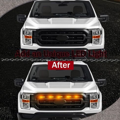 مصابيح شبكية أمامية LED 5 قطع متوافقة مع 2021 2022 2023 F150 XL/XLT/XLT Sport Wiring ترقية مصباح الشواية ملحقات ضوء الجري النهاري الكهرماني (مدخن) in Kuwait