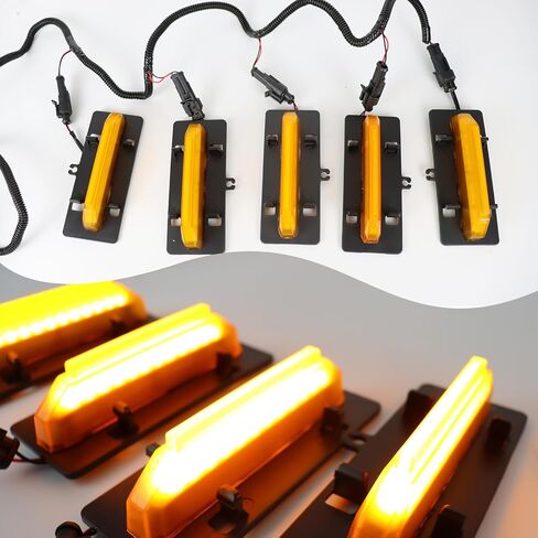 مصابيح شبكية أمامية LED 5 قطع متوافقة مع 2021 2022 2023 F150 XL/XLT/XLT Sport Wiring ترقية مصباح الشواية ملحقات ضوء الجري النهاري الكهرماني (مدخن) in Kuwait