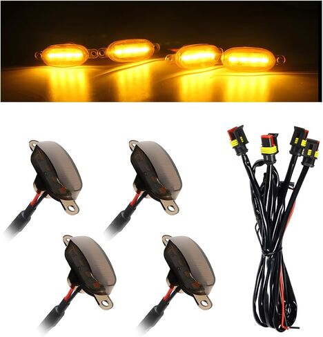 4 PCS Car LED Grille Lights, Waterproof Bright Front Grill Trim Lamps with Wiring Harness, Bumper LED Running Lights for 2004-2019 F150 F250 F350 Raptor 2013-2018 Ram 1500 (Black & White) in Saudi Arabia