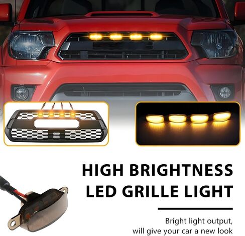 4 PCS Car LED Grille Lights, Waterproof Bright Front Grill Trim Lamps with Wiring Harness, Bumper LED Running Lights for 2004-2019 F150 F250 F350 Raptor 2013-2018 Ram 1500 (Black & White) in Saudi Arabia