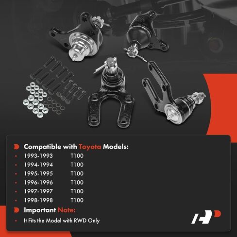 A-Premium Set of 4, Front Upper and Lower Ball Joints Kit, Compatible with Toyota T100 1993 1994 1995 1996 1997 1998, RWD in Saudi Arabia